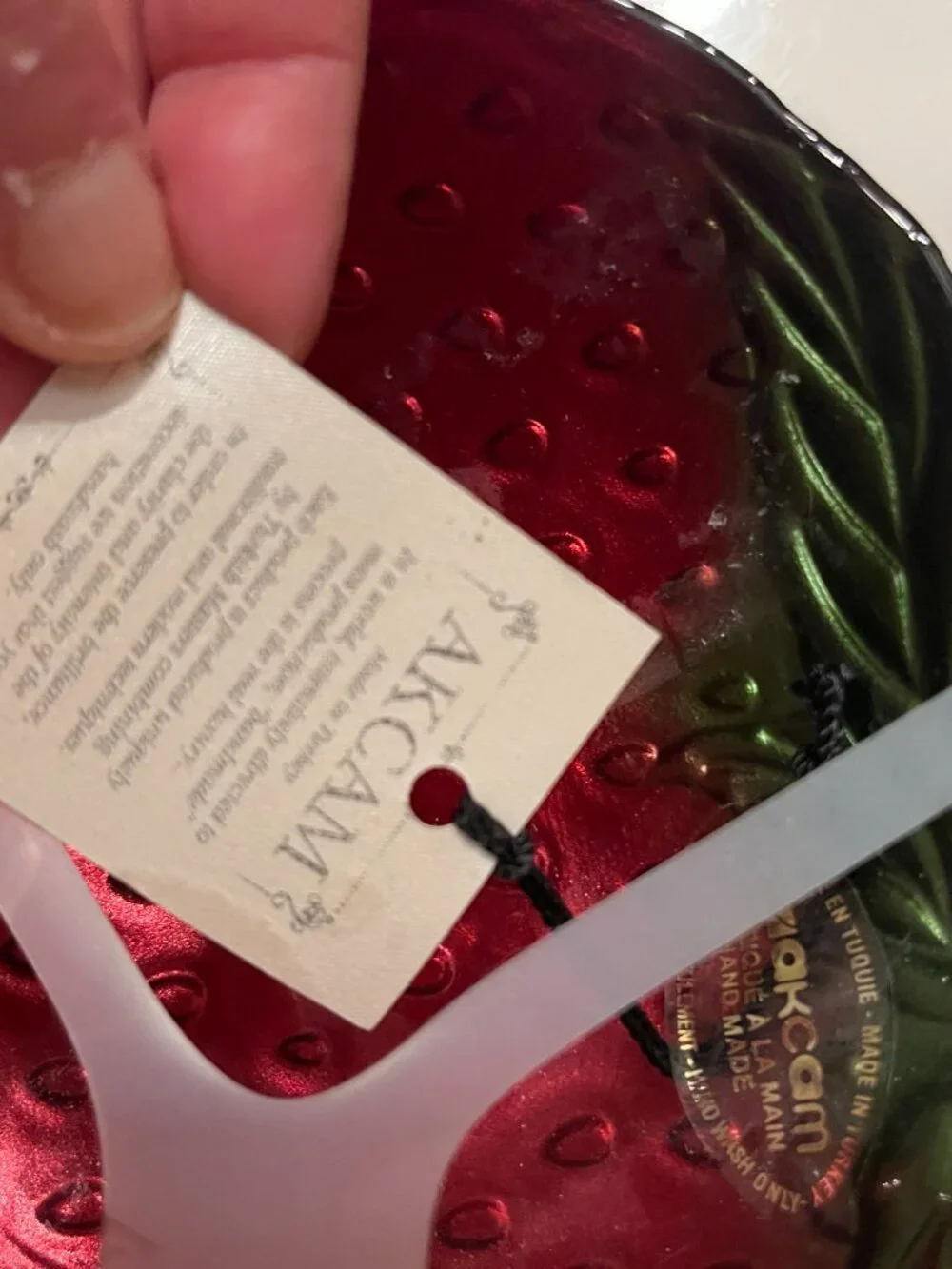 AKCAM Turkish Art Glass Strawberry Bowls Set of 6 NWT